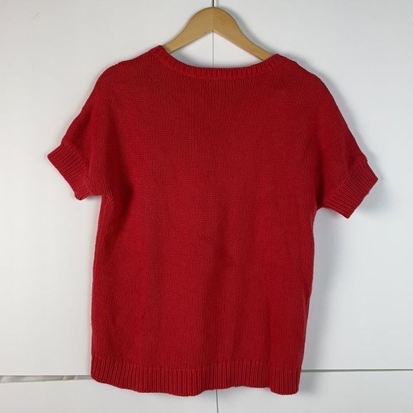 GAP Women Short Sleeve Red Knit Sweater Size M - Picture 2 of 8